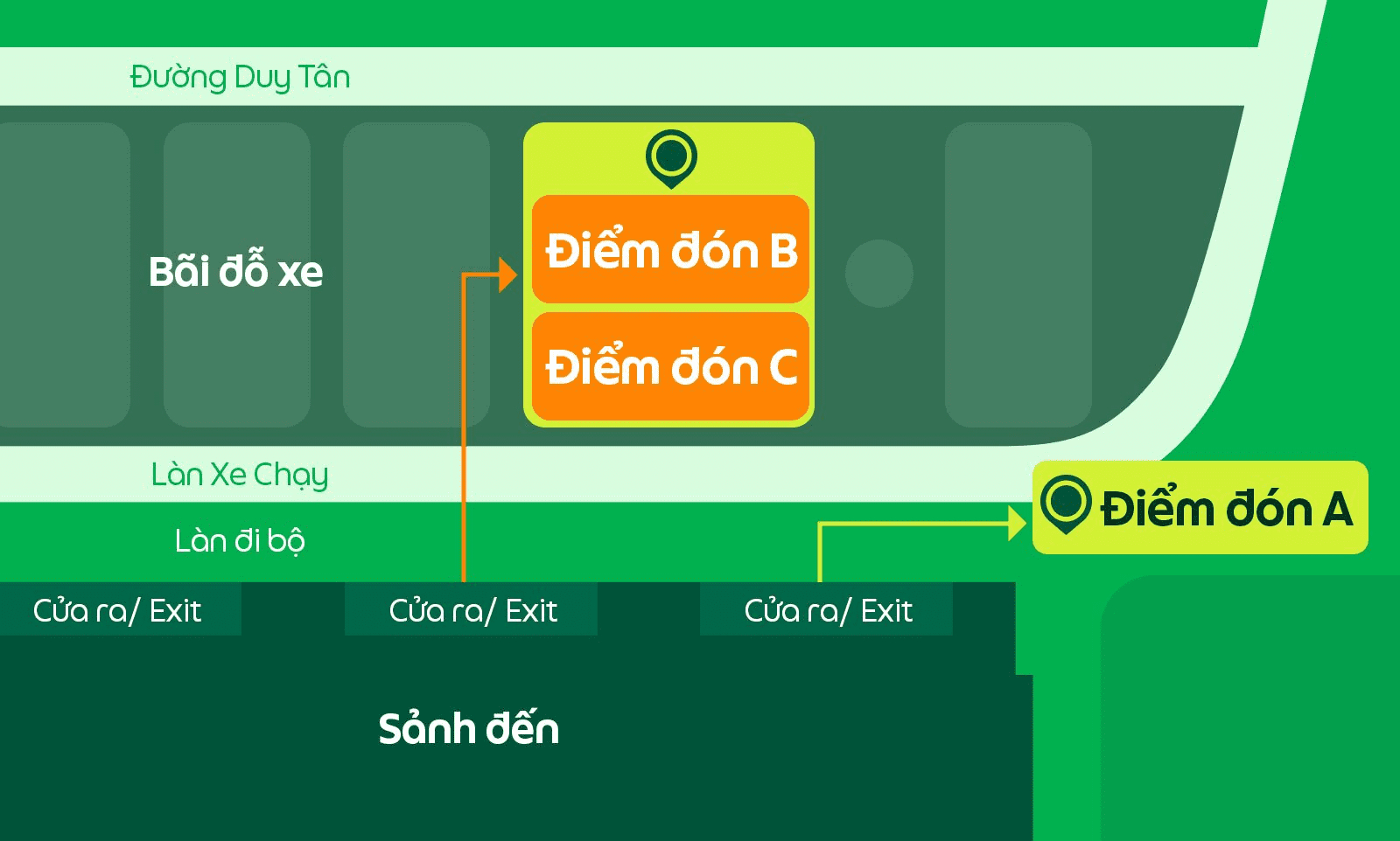 Điểm đón cho hành khách bắt xe bằng tính năng đặt xe qua mã PIN mới