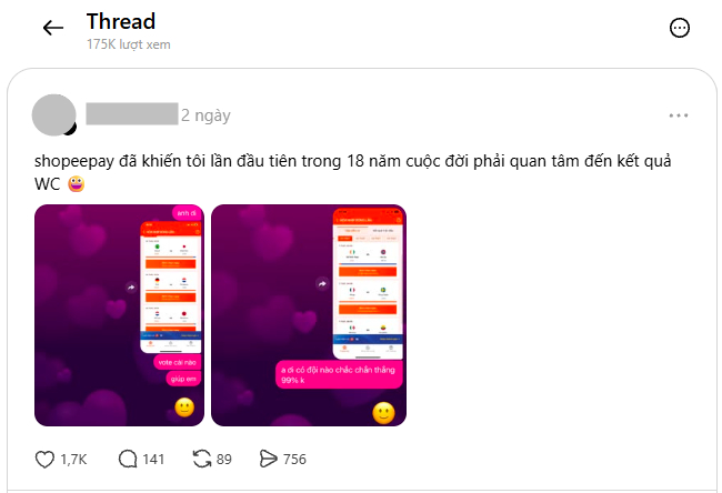 “ShopeePay đã khiến tôi 18 năm cuộc đời lần đầu phải quan tâm bóng đá”