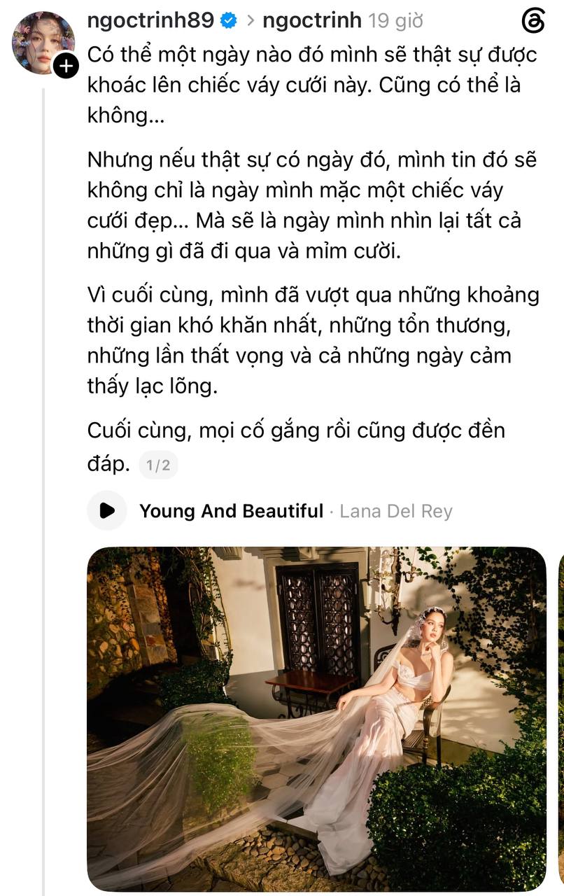 Ngọc Trinh bất ngờ đăng tâm trạng, còn úp mở có thể sẽ không đám cưới