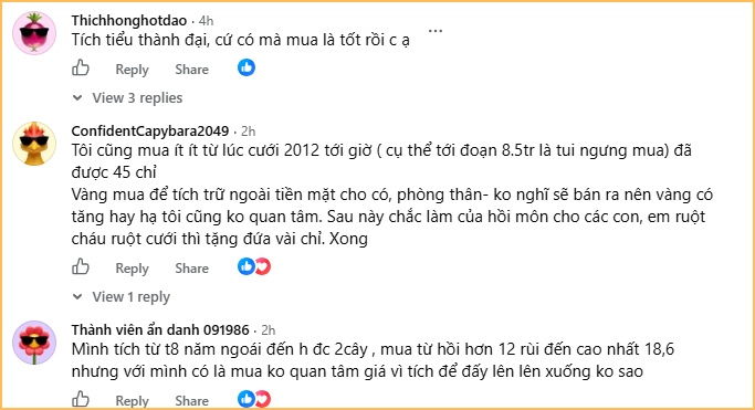 Mua vàng có mục tiêu rõ ràng, xác định giữ vàng nên cũng không quá quan tâm đến biến động giá (Ảnh chụp màn hình)