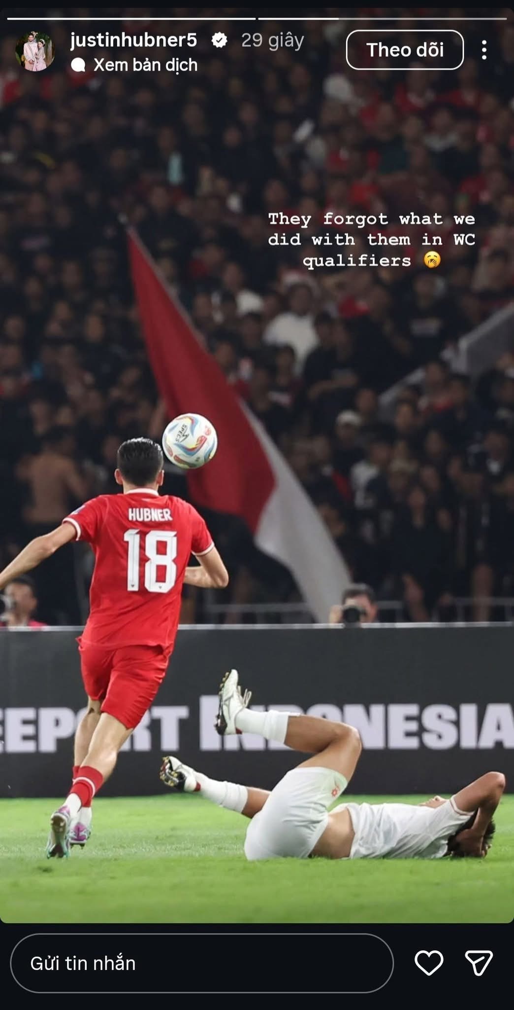 Cầu thủ nhập tịch Indonesia cay cú lên mạng đá xoáy ĐT Việt Nam sau trận thua đau 0-3