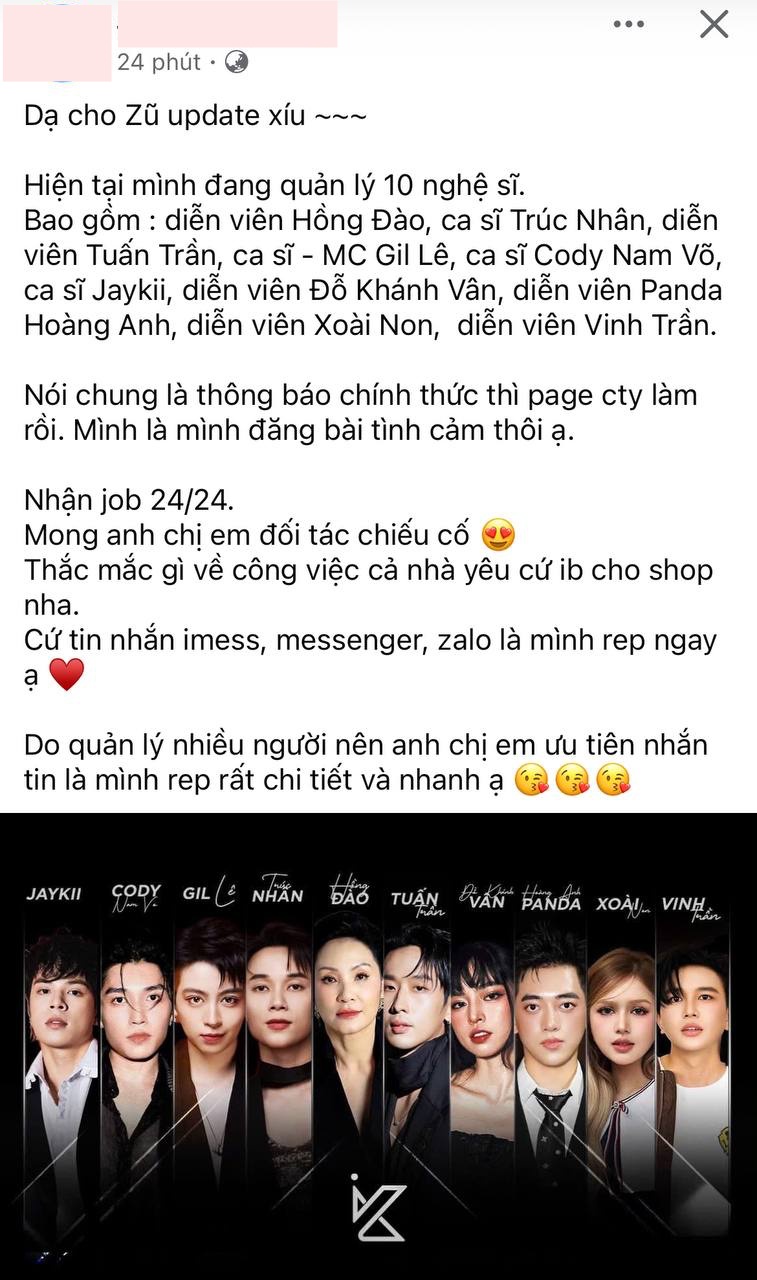 Đại diện công ty KIM Entertainment lần đầu đích thân thông báo về việc không còn quản lý Miu Lê