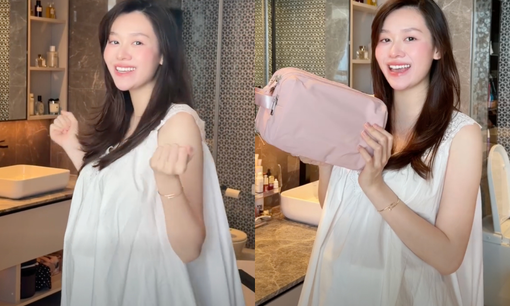 Ít ngày trước, Tường San khoe nhan sắc mẹ bầu trong clip soạn đồ chuẩn bị đi sinh em bé