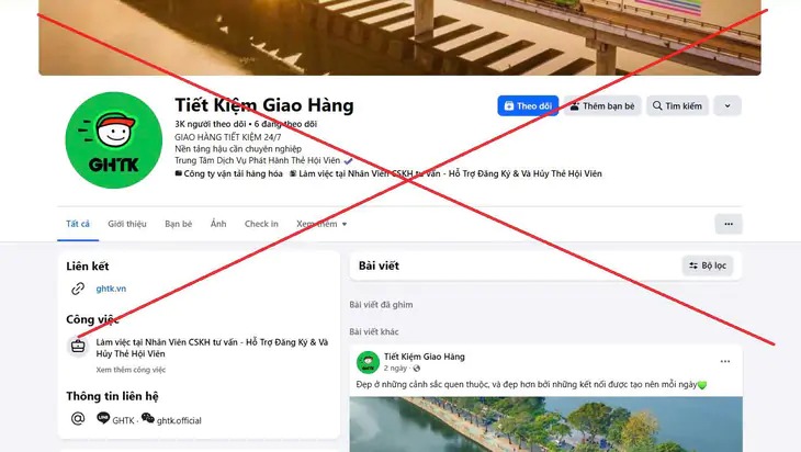 Trang Facebook giả mạo đơn vị giao hàng hướng dẫn chị P. để