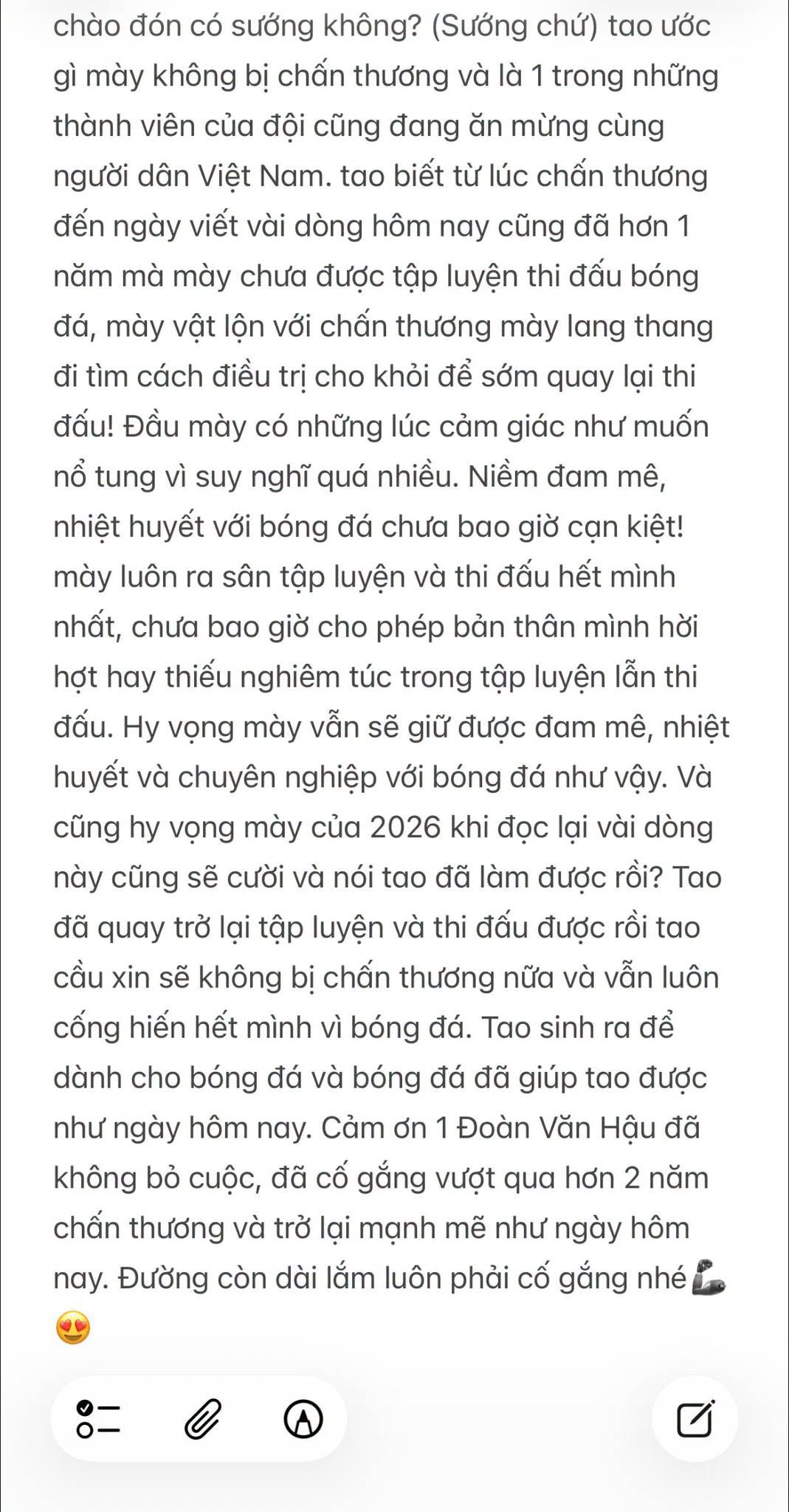Bức tâm thư đau xé lòng của Đoàn Văn Hậu