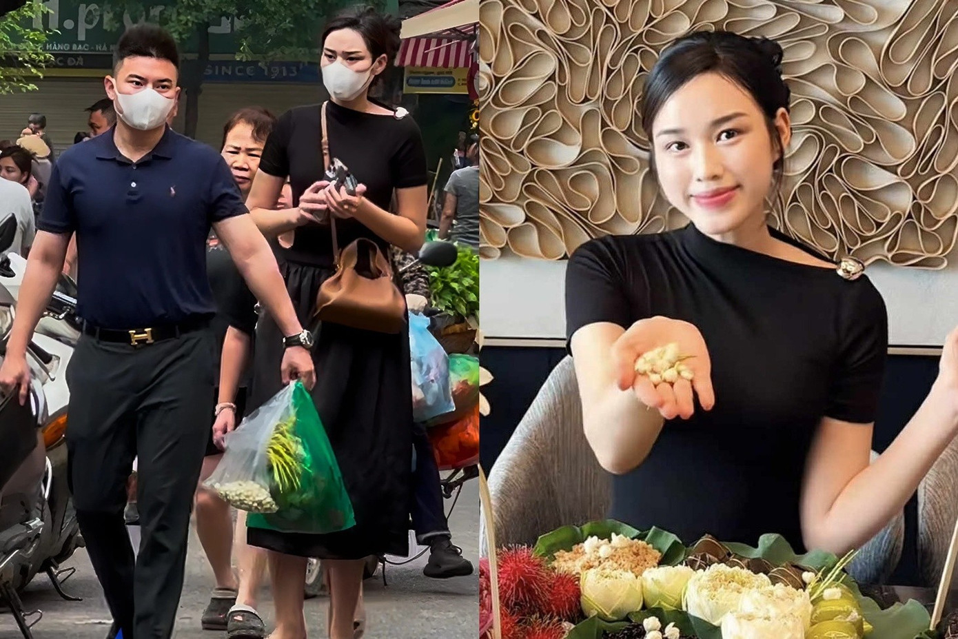 Nam doanh nhân luôn trong tình trạng chăm vợ từng li từng ti, hết xách đồ ăn cho đến kéo vali,...
