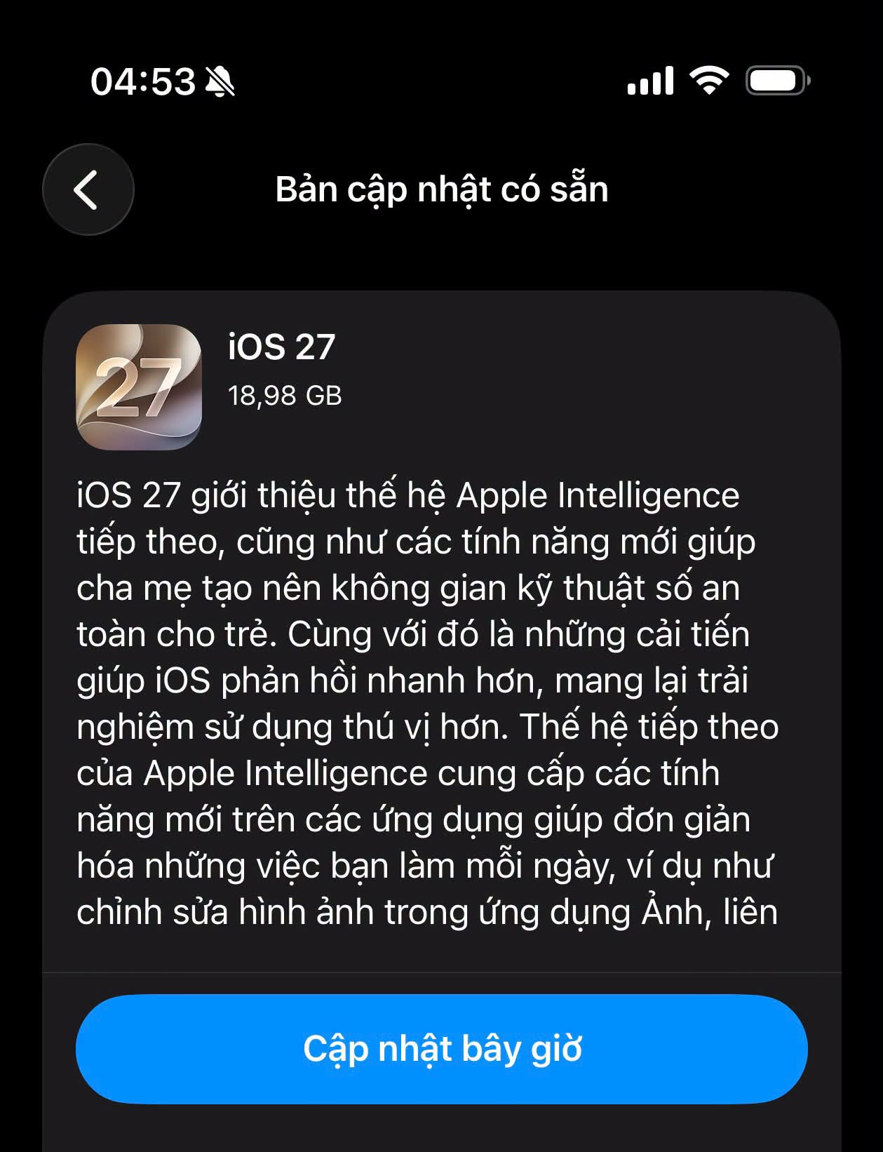 Người dùng iPhone cũ đã có thể cập nhật iOS 27