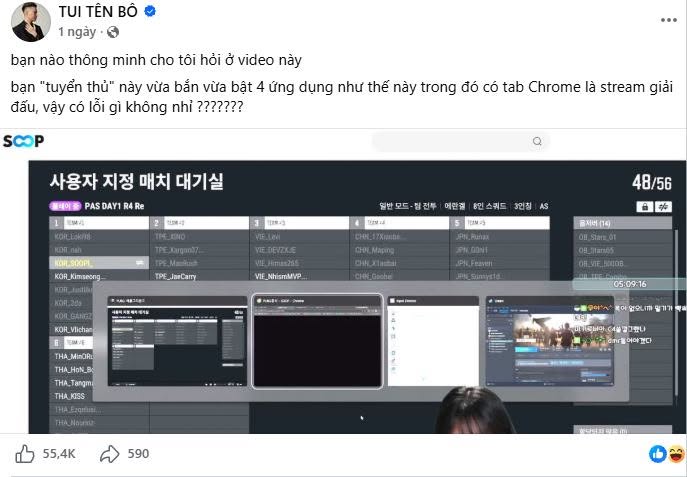 Streamer Rambo đăng bài cho biết chính người tố cáo việc