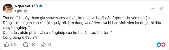 Streamer Ngân Sát Thủ bức xúc về quyết định đầy khó hiểu của PUBG