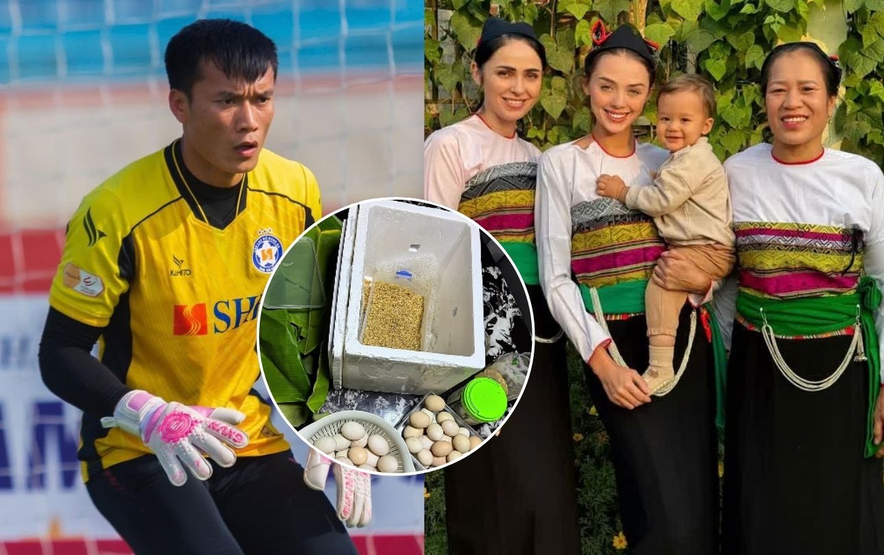 Tiến Dũng xúc động với quà quê của mẹ (Ảnh: FBNV)