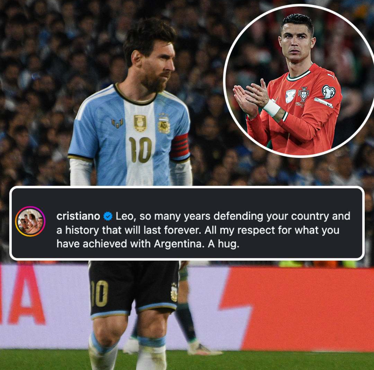 Bình luận gây bão của Ronaldo dưới bài đăng của Messi