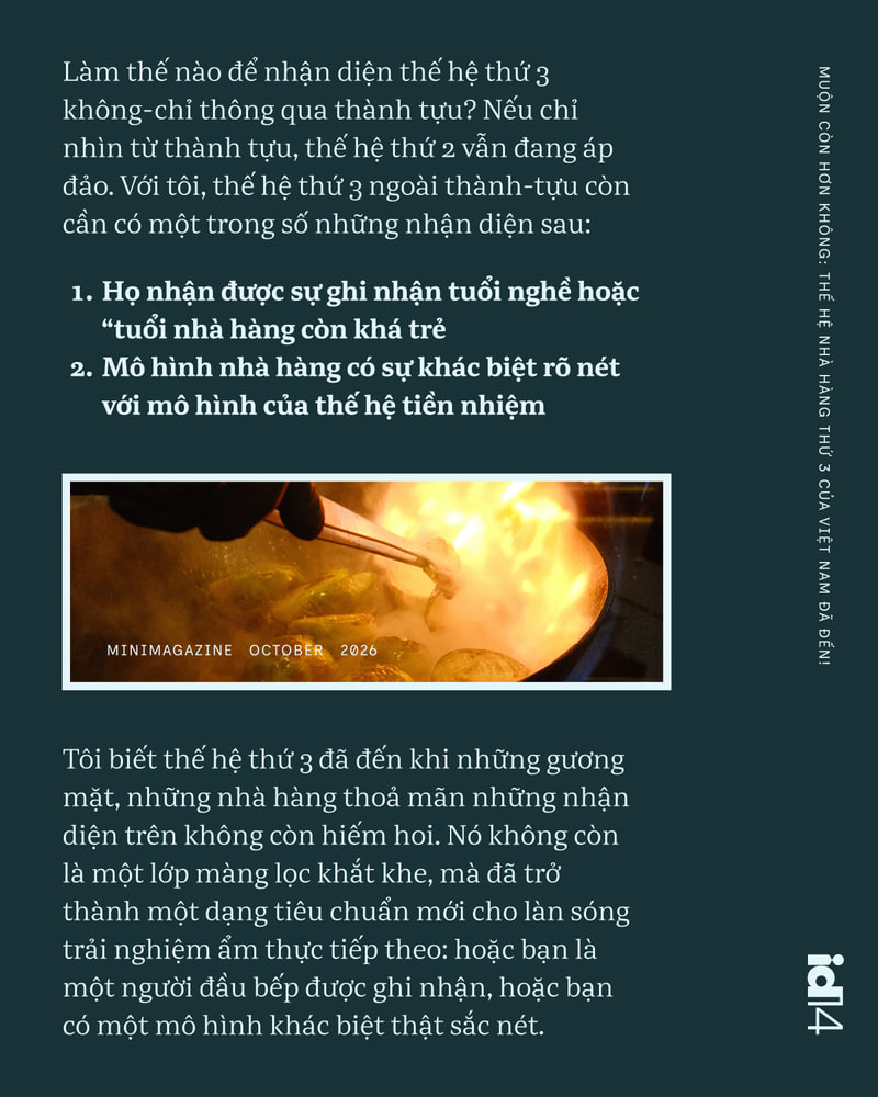Chúng ta bỏ lỡ 2 thế hệ đầu tiên rồi, nhưng muộn còn hơn không: Thế hệ nhà hàng thứ 3 của Việt Nam đã đến!
