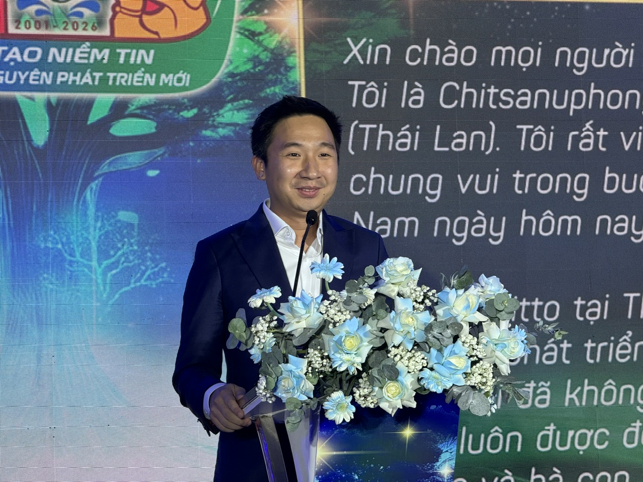 Ông Chitsanuphong Booncharoen, Tổng Giám đốc Tập đoàn Sitto Thái Lan phát biểu tại buổi lễ