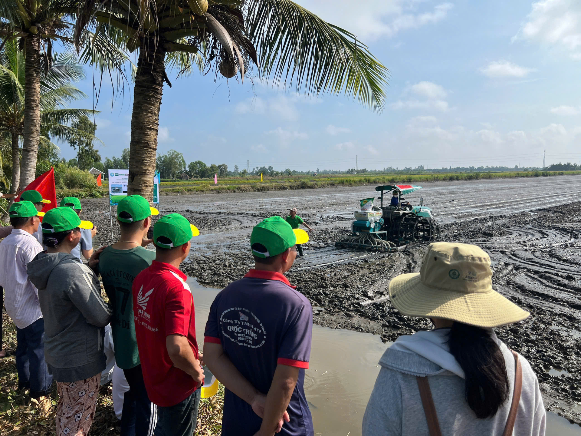Mô hình canh tác chính xác kỳ vọng giúp nông dân HTX Hòa Phát tối ưu chi phí phân bón, nâng cao năng suất lúa và cải tạo nền đất cho vụ tôm tiếp theo. (Ảnh: Phan Tâm)