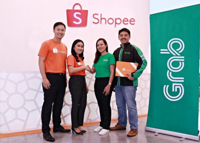 Shopee hợp tác Grab cam kết giao hàng trong 1 giờ