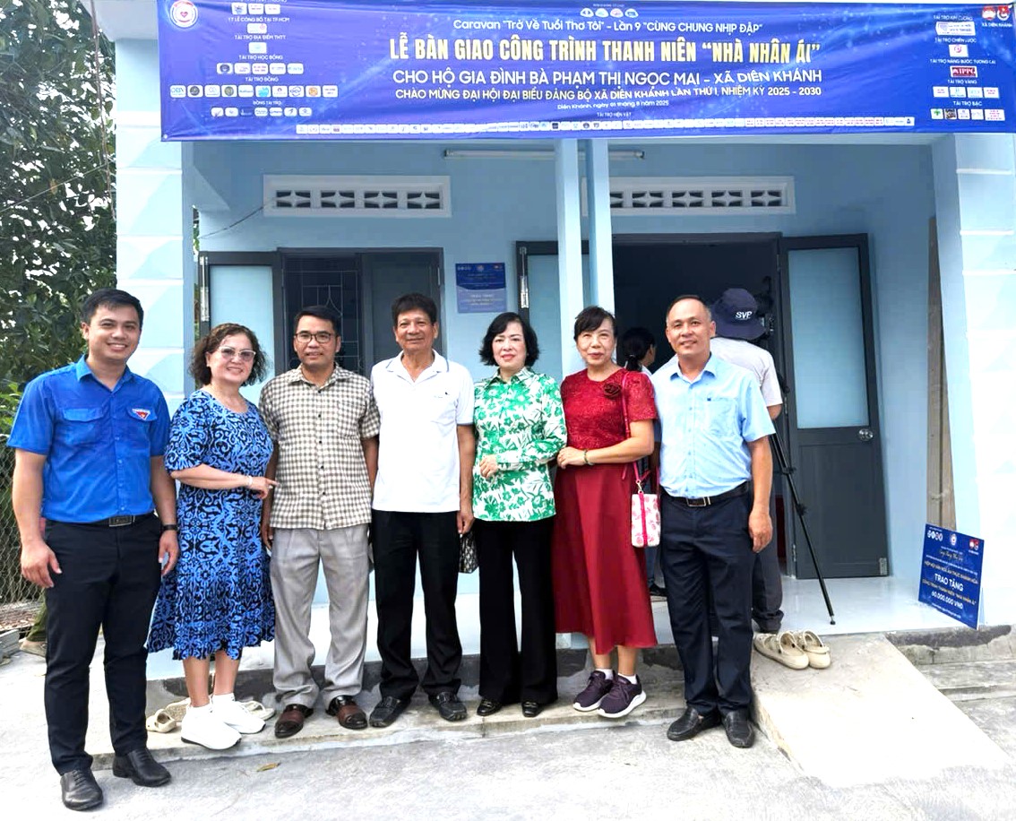 Lễ bàn giao công trình Nhà Nhân Ái tại xã Diên Khánh mà KCCA hỗ trợ 60 triệu đồng