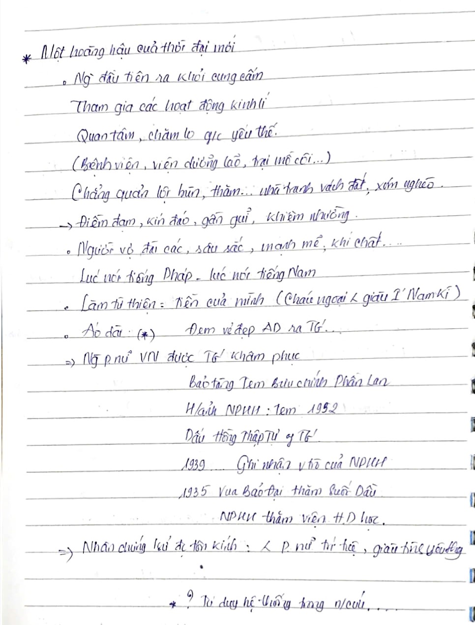 Một trong những trang ghi chép tỉ mỉ của học sinh trung học tham dự buổi giao lưu...