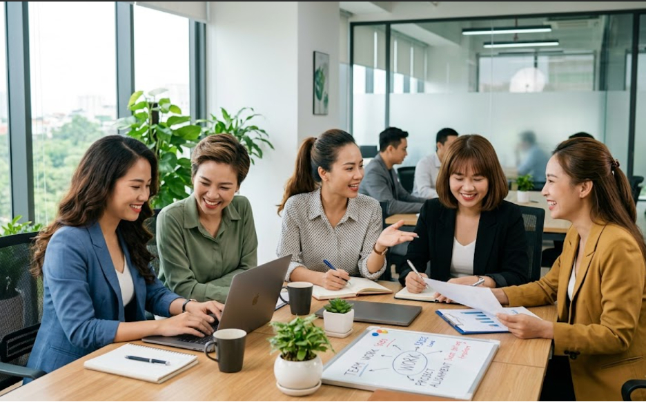 Để vui vẻ, tự tin làm việc nơi công sở, chị em phụ nữ phải biết cách bảo vệ mình (Anh minh hoạ AI)