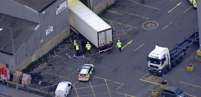 Container trong vụ 39 người tử vong (ảnh: Chụp màn hình Sky News).