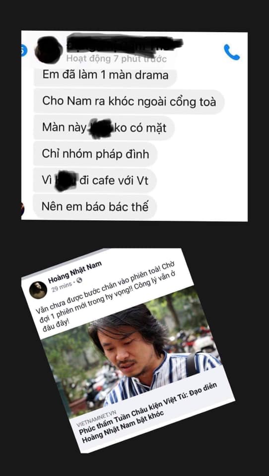 Nội dung tin nhắn được đạo diễn Việt Tú đăng tải. 