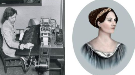 Trái: TS Grace Hopper chiếc máy tính vào năm 1944. Phải: Nhà toán học Ada Lovelace, lập trình viên đầu tiên trên tế giới (Ảnh: Alamy)