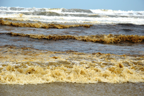 Vùng bờ biển xuất hiện nước đen và có mùi ở Quảng Ngãi.