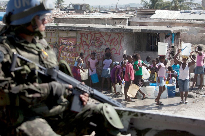 Lực lượng gìn giữ hòa bình Liên Hợp Quốc tại Haiti-Ảnh: New York Times.