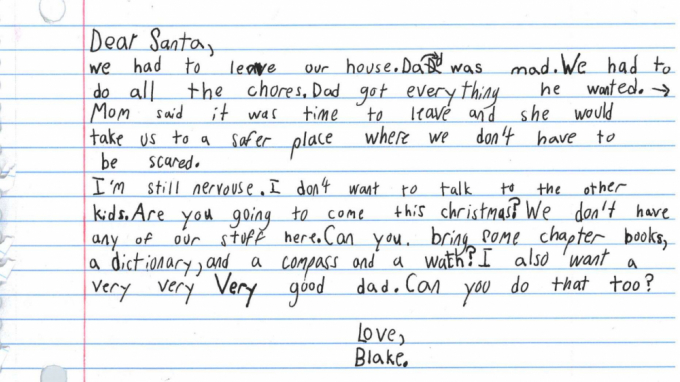 Bức thư của Blake gửi ông già Noel.