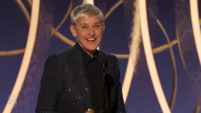   Người dẫn chương trình Ellen DeGeneres được trao giải Carol Burnett - giải thưởng Quả cầu vàng danh dự do Hiệp hội báo chí nước ngoài Hollywood trao tặng.  