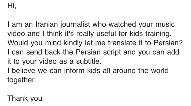 Phóng viên Iran gửi email cho ca sỹ Min xin được chuyển ngữ bài hát 