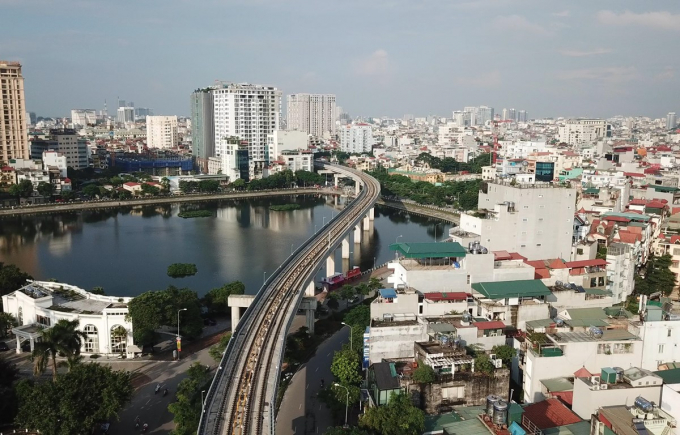   Toàn cảnh dự án Đường sắt trên cao Cát Linh - Hà Đông (Ảnh: Tùng Lâm/Vietnam+)  