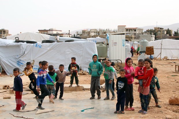 Trẻ em Syria tại một trại tị nạn ở thung lũng Bekaa, Liban. (Ảnh: AFP/TTXVN)