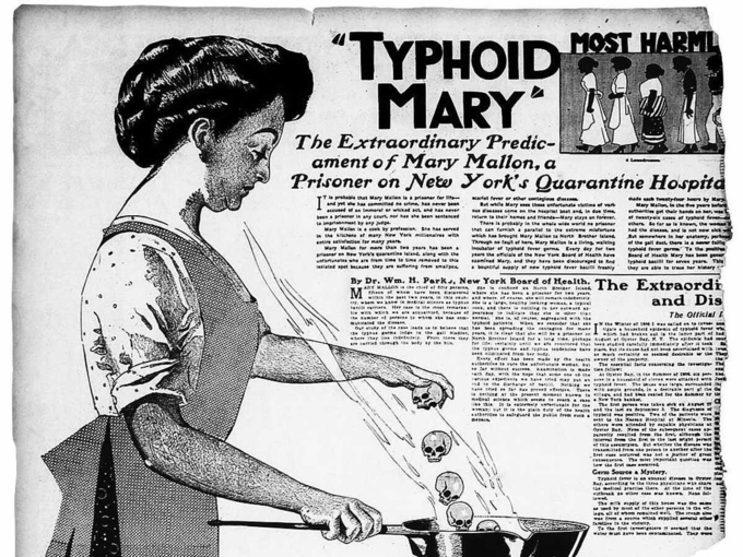  Hình ảnh Mary Mallon được phác họa trên một tờ báo năm 1909 với tiêu đề 
