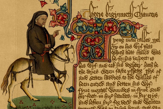 Tales of Caunterbury do Geoffrey Chaucer biên soạn là tuyển tập 24 giai thoại tiên phong cho trào lưu viết truyện du ký thế kỷ 14 được bán với giá 7,5 triệu USD vào năm 1998 cho tỷ phú quá cố John Paul Getty Jr. Ảnh: Wikimedia Common.