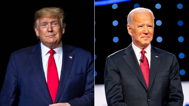   Ứng cử viên tổng thống Mỹ đảng Cộng hòa, tổng thống Donald Trump (trái) và ứng cử viên đảng Dân chủ Joe Biden.  