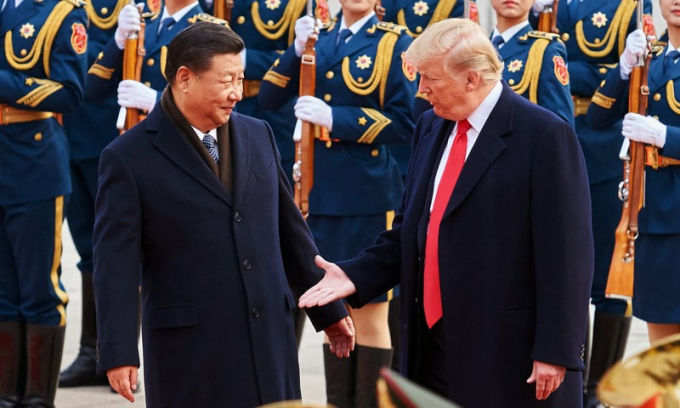 Chủ tịch Trung Quốc Tập Cận Bình (trái) và ông Donald Trump tại Bắc Kinh năm 2017. Ảnh: Artyom Ivanov/TASS