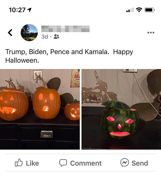 Prose viết: 'Trump, Biden, Pence và Kamala. Chúc mừng Halloween'.