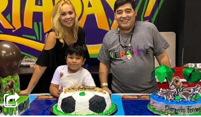  Maradona trong dịp sinh nhật cậu con trai 7 tuổi Diego Fernando.  