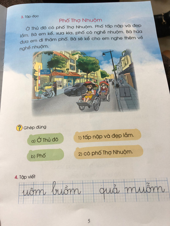   Một bài đọc được thay thế cho bài đọc ở sách giáo khoa Tiếng Việt 1 của bộ Cánh Diều - Ảnh: V.HÀ  