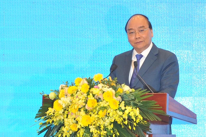   Thủ tướng Nguyễn Xuân Phúc tại Hội nghị tổng kết Bộ Công Thương sáng 7/1. Ảnh: MOIT.  