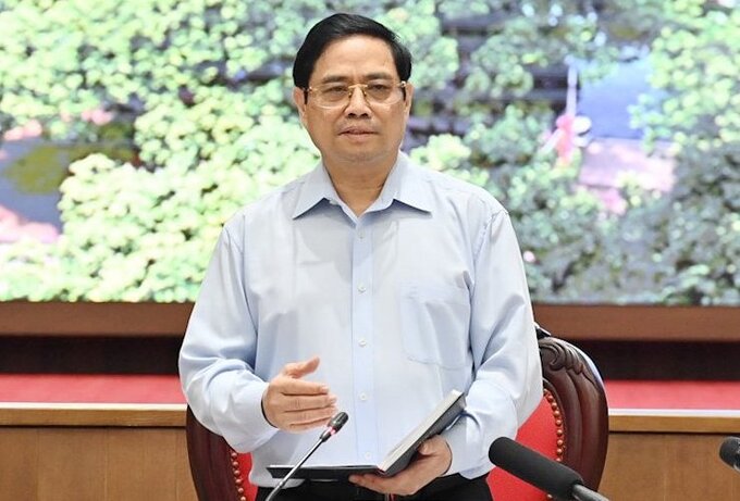   Thủ tướng Phạm Minh Chính phát biểu tại cuộc làm việc với lãnh đạo TP Hà Nội, sáng 19/7. Ảnh: Viết Thành.  