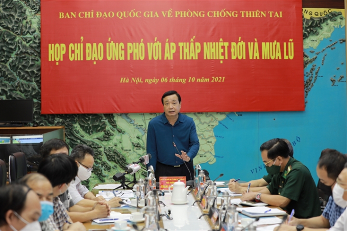   Ông Trần Quang Hoài, Phó Trưởng Ban Chỉ đạo quốc gia về phòng chống thiên tai phát biểu chiều 6/10.  
