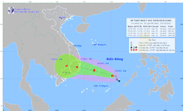 Áp thấp nhiệt đới khả năng mạnh lên thành bão hướng vào Bình Định đến Bình Thuận