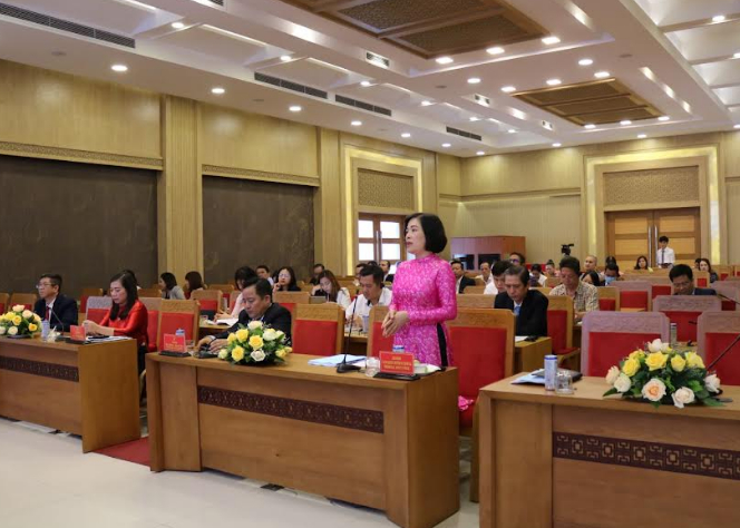 TGĐ Lê Thị Hồng Minh phát biểu tại hội thảo trực tuyến xúc tiến hợp tác với Ấn Độ do UBND tỉnh Khánh Hòa tổ chức.