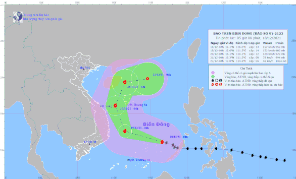   Dự báo hướng đi và cường độ của bão số 9 - Ảnh: Trung tâm Dự báo KTTV quốc gia  