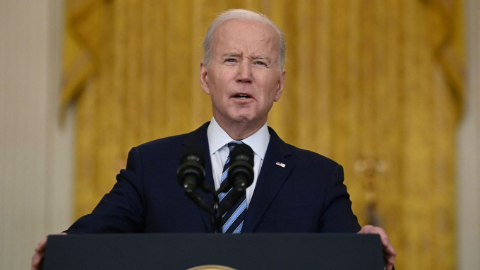   Tổng thống Joe Biden phát biểu tại Nhà Trắng rạng sáng 25.2  