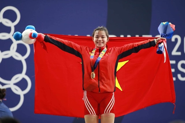Phạm Thị Hồng Thanh (cử tạ): Hồng Thanh từng gây tượng rất lớn với tấm huy chương vàng hạng cân 64kg tại SEA Games 30. 