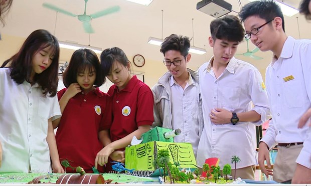 Giờ học môn Lịch sử của học sinh Trường Trung học phổ thông Phan Huy Chú, quận Đống Đa, Hà Nội. (Ảnh: PV/Vietnam+)