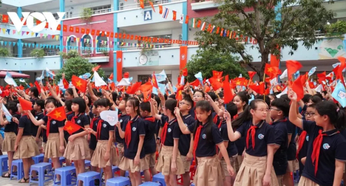   Các em học sinh Trường Tiểu học Đoàn Thị Điểm (Nam Từ Liêm, Hà Nội).  