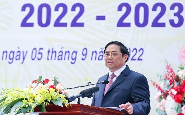   Thủ tướng Phạm Minh Chính phát biểu tại lễ khai giảng (Ảnh: Nhật Bắc)  